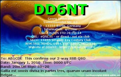 QSL-Karte v. DD6NT (eQSL.cc)